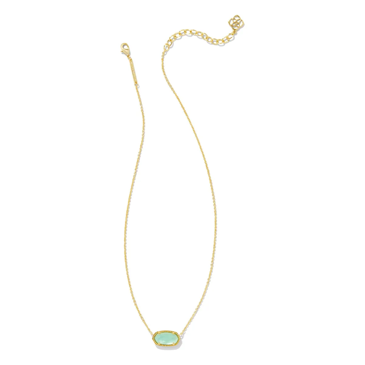 Kendra Scott Elisa Gold Necklace in Light Green Mother of Pearl