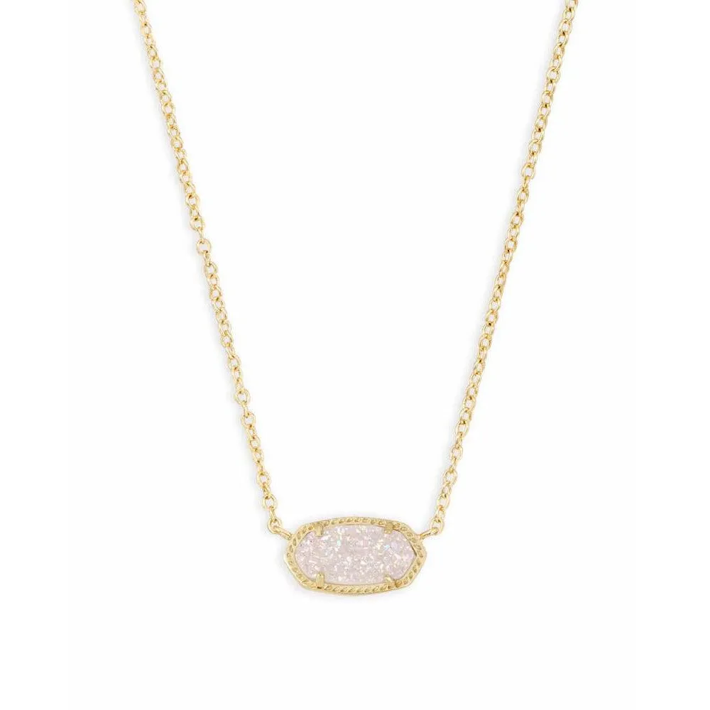 Kendra Scott Elisa Necklace in Gold Metal and Iridescent Drusy