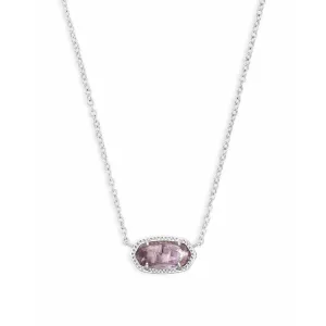 Kendra Scott Elisa Necklace in Rhodium with Amethyst Color