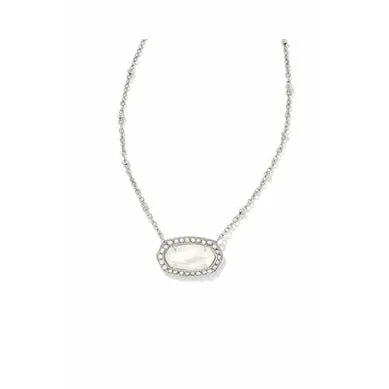 Kendra Scott Elisa Necklace in Silver Metal & Ivory Mother of Pearl