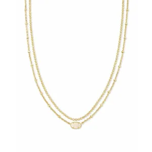 Kendra Scott Emilie Multi Strand Necklace in Gold Metal with Iridescent Drusy