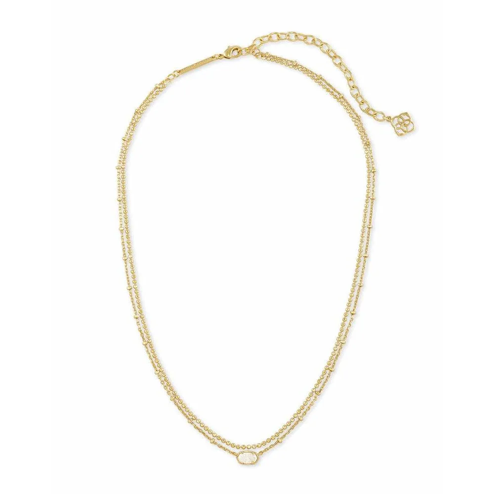 Kendra Scott Emilie Multi Strand Necklace in Gold Metal with Iridescent Drusy