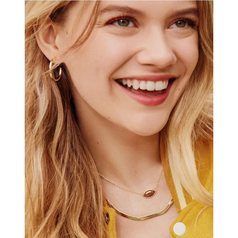 Kendra Scott Football Necklace in Orange Goldstone