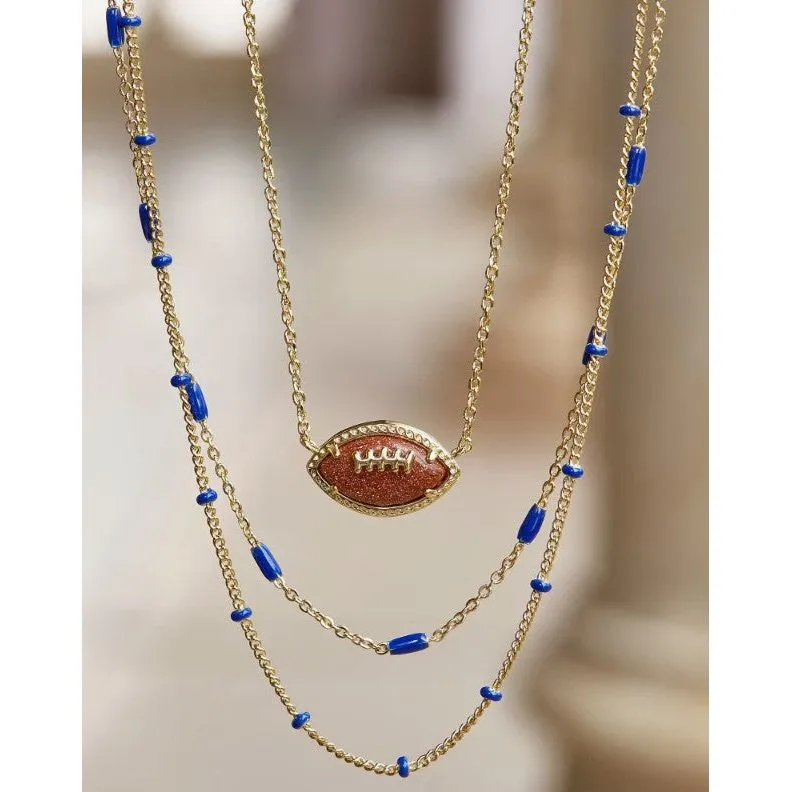 Kendra Scott Football Necklace in Orange Goldstone
