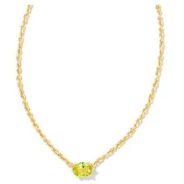 Kendra Scott Gold Cailin Necklace in Green Peridot Crystal