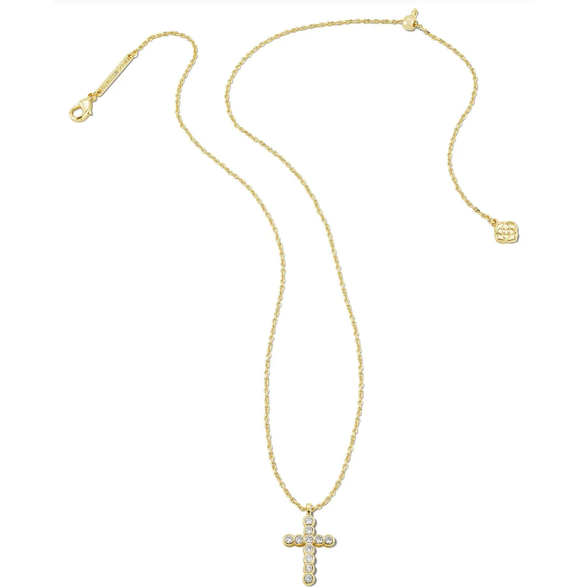 Kendra Scott Gold Cross Crystal Necklace in White Crystal