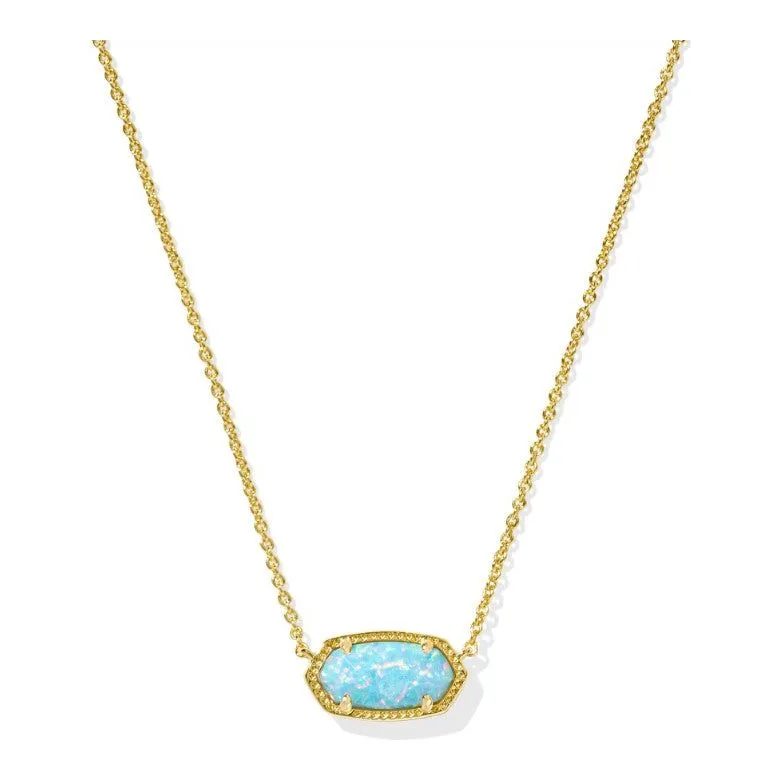 Kendra Scott Gold Elisa Necklace in Light Teal Kyocera Opal