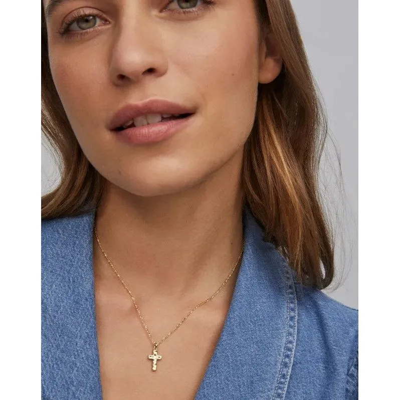 Kendra Scott Gold Hammered Cross Necklace