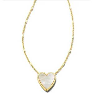 Kendra Scott Gold Heart Pendant in Ivory Mother of Pearl
