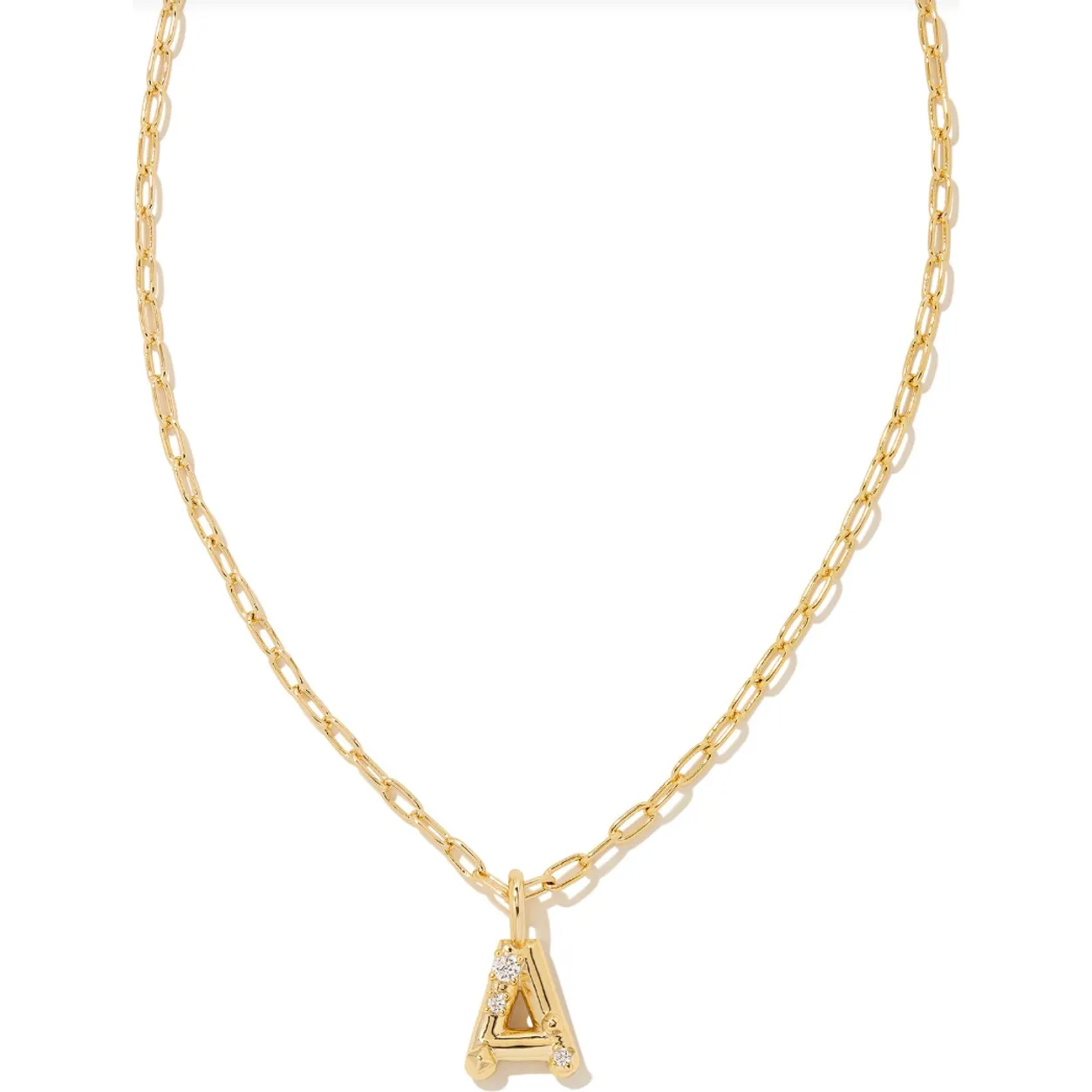 Kendra Scott Gold Letter Initial Necklace In White Crystal