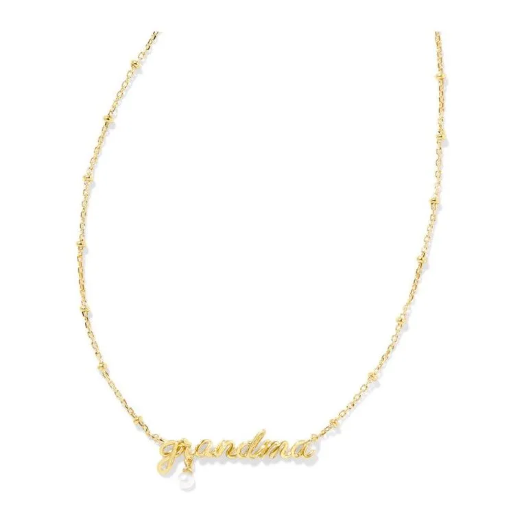 Kendra Scott Grandma Script Pendant Necklace with Pearl