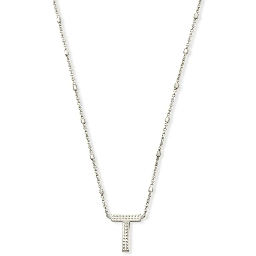 Kendra Scott Letter "T" Necklace In Silver Metal