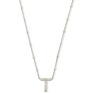 Kendra Scott Letter "T" Necklace In Silver Metal