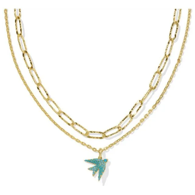 Kendra Scott Melody Bird Multi Strand Necklace in Teal Crystal