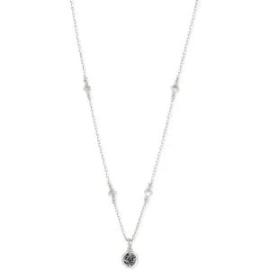 Kendra Scott Nola Short Pendant Necklace in Rhodium Metal with Platinum Drusy