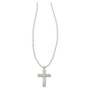 Kendra Scott Silver Cross Crystal Necklace in White Crystal