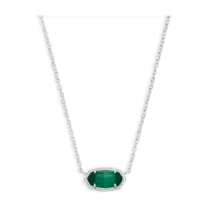 Kendra Scott Silver Elisa Necklace in Emerald Cats Eye