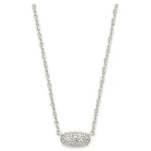 Kendra Scott Silver Grayson Necklace in White Crystal