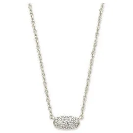 Kendra Scott Silver Grayson Necklace in White Crystal
