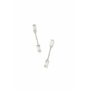 Kendra Scott Silver Juliette Drop Earrings in White Crystal