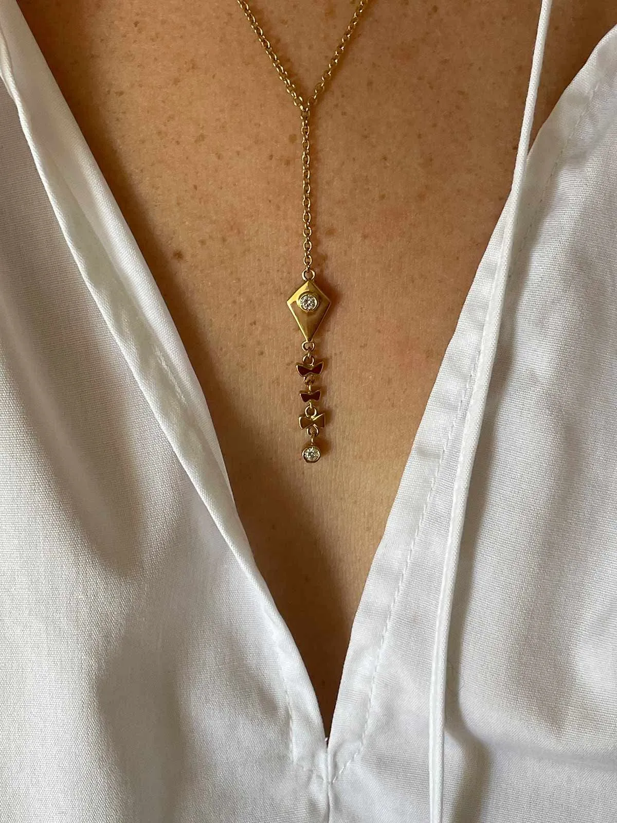 Kite 18K Gold Necklace w. Diamonds