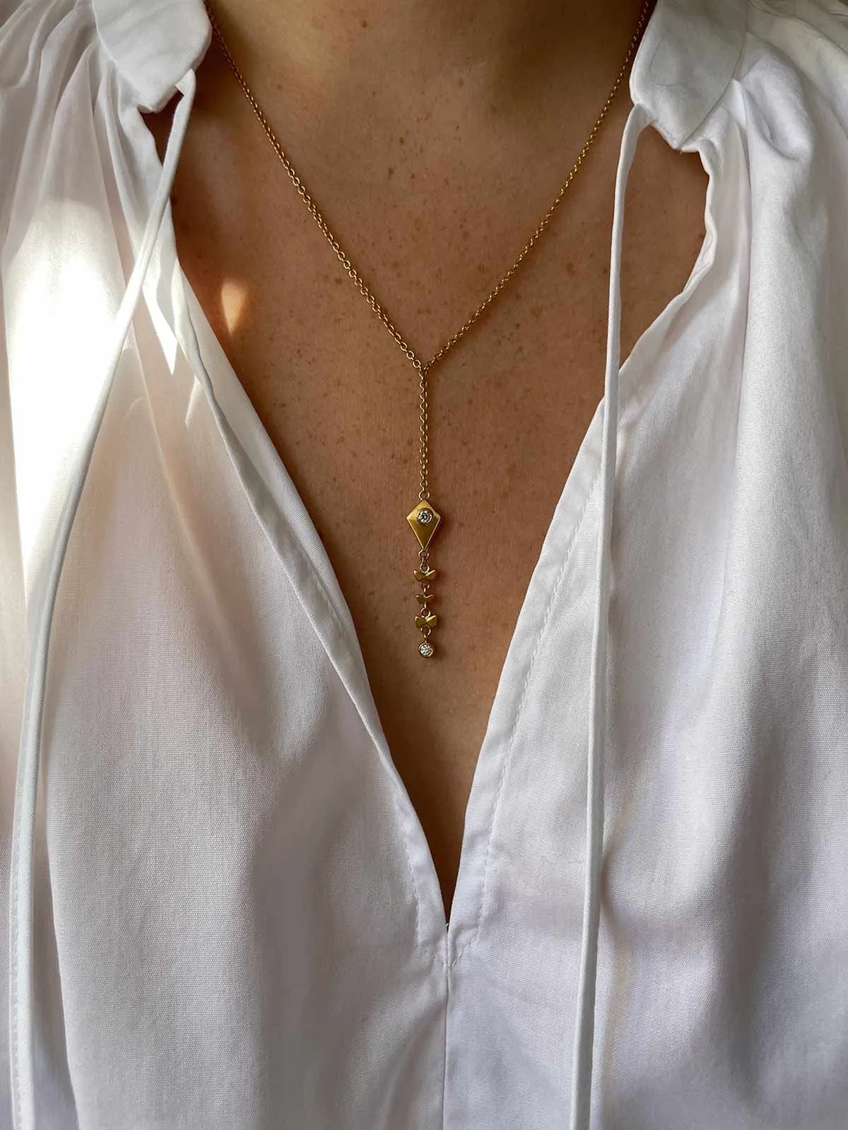 Kite 18K Gold Necklace w. Diamonds