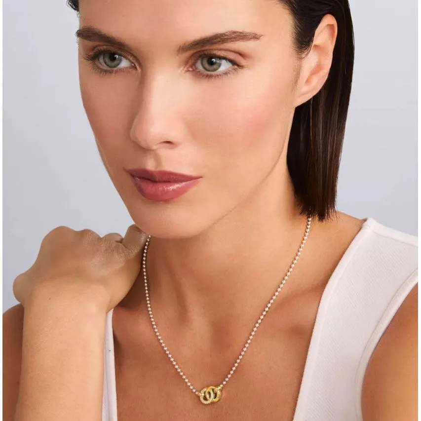 Lagos 18K & Sterling Silver Interlocking Diamond Pendant Necklace