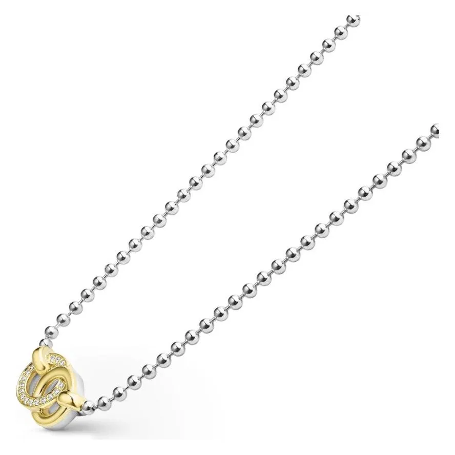 Lagos 18K & Sterling Silver Interlocking Diamond Pendant Necklace