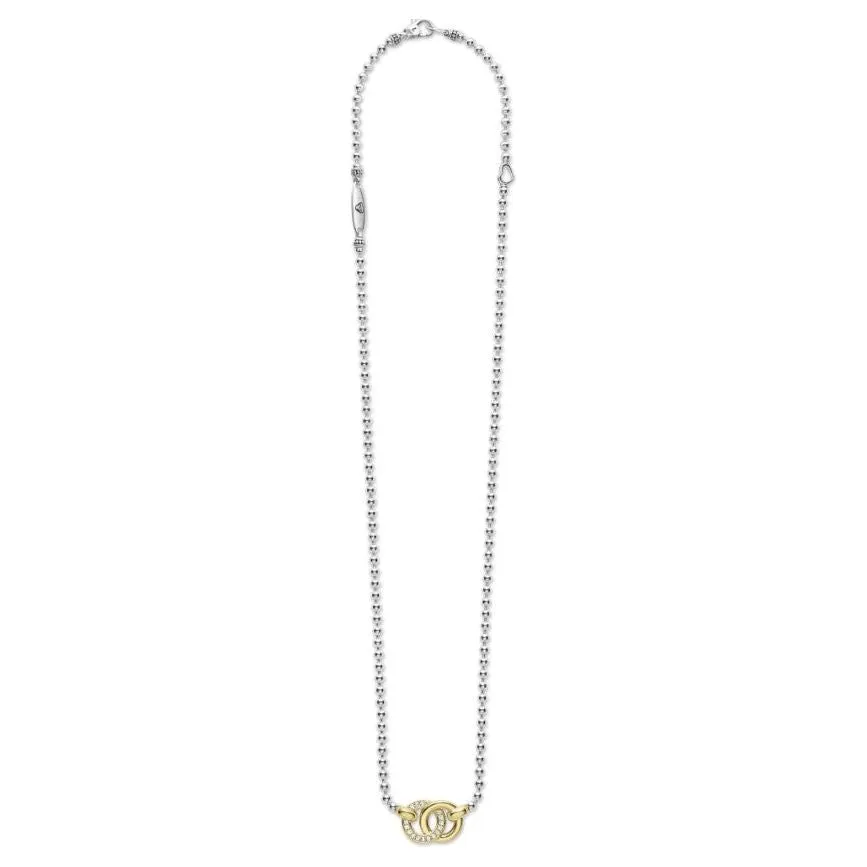 Lagos 18K & Sterling Silver Interlocking Diamond Pendant Necklace