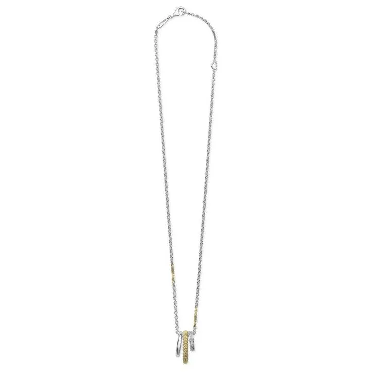 Lagos 18K & Sterling Silver Lux 3 Ring Diamond Pendant Necklace