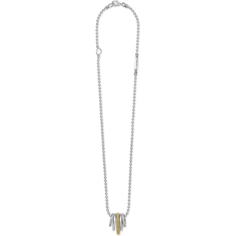 Lagos 18K & Sterling Silver Lux 5 Ring Diamond Pendant Necklace