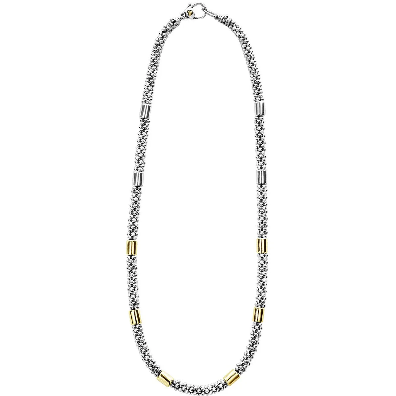Lagos 18K and Sterling Silver High Bar 7mm Smooth Station Necklace