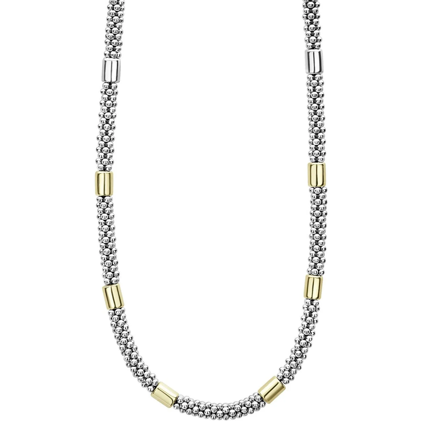 Lagos 18K and Sterling Silver High Bar 7mm Smooth Station Necklace