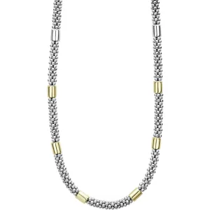 Lagos 18K and Sterling Silver High Bar 7mm Smooth Station Necklace