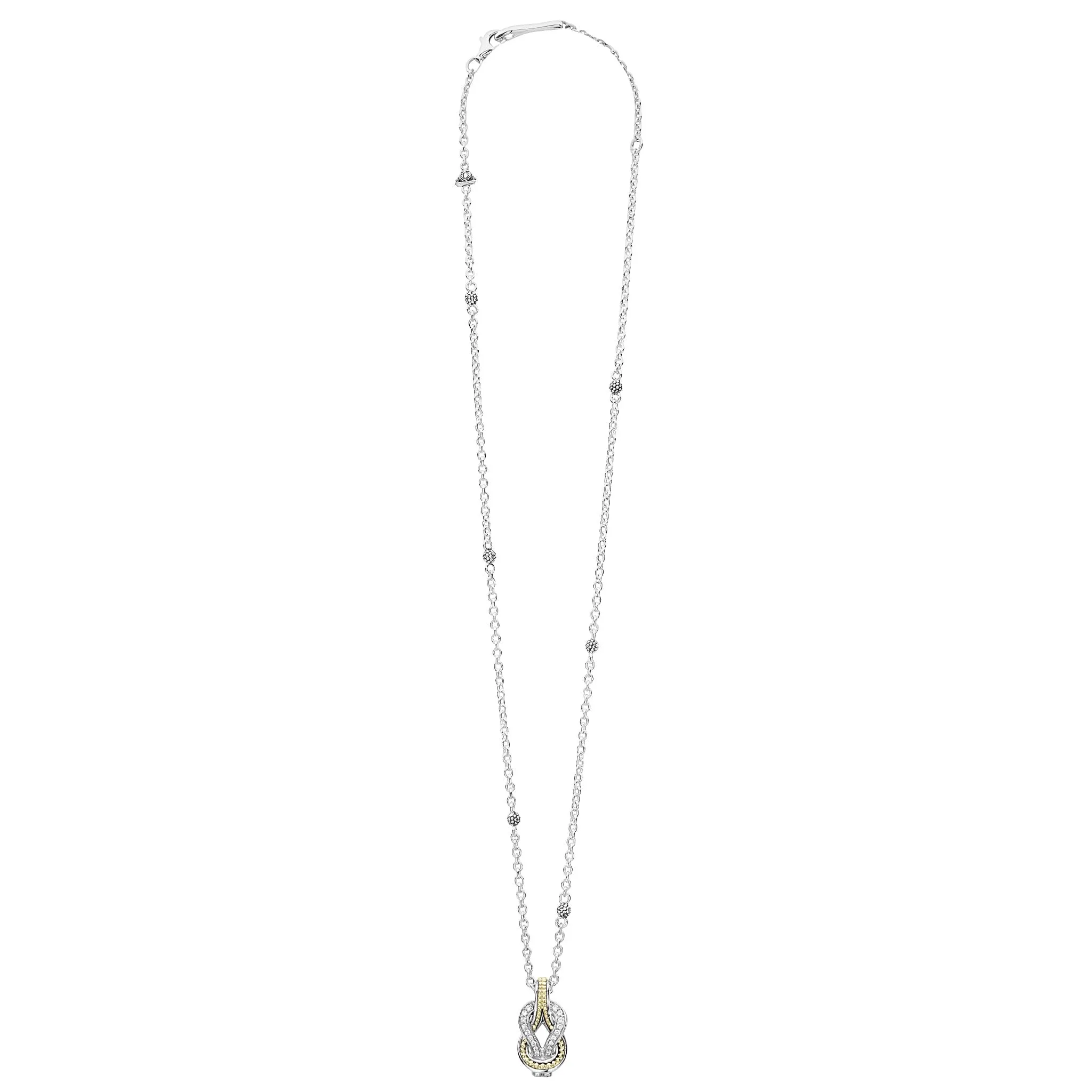 Lagos 18K and Sterling Silver Newport Diamond Knot Pendant