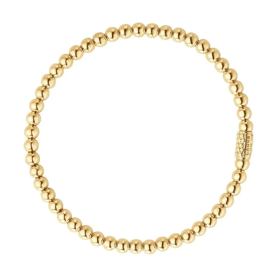 Lagos 18K Caviar Gold 4mm Ball Stretch Bracelet