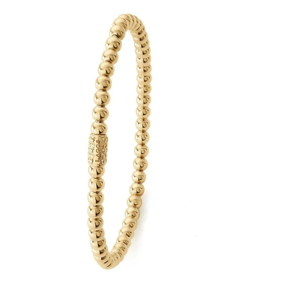 Lagos 18K Caviar Gold 4mm Ball Stretch Bracelet