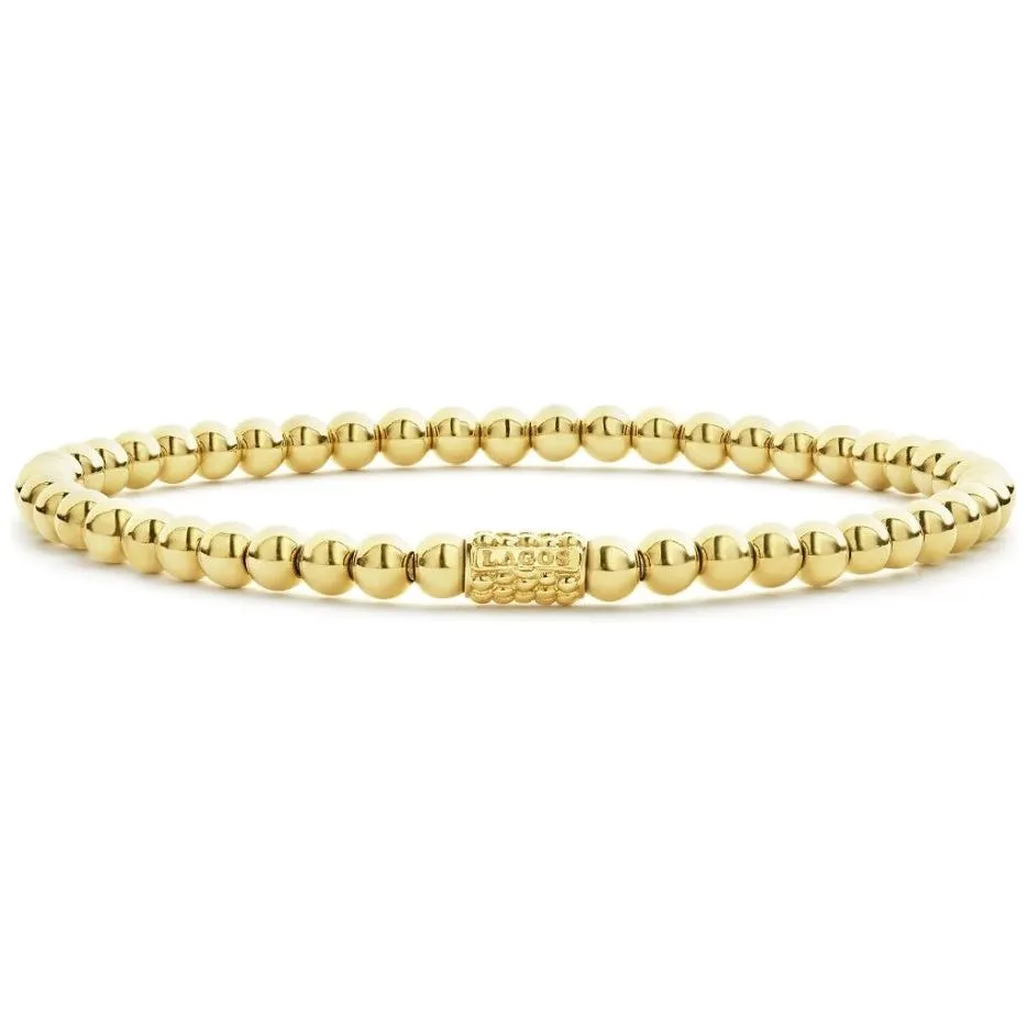 Lagos 18K Caviar Gold 4mm Ball Stretch Bracelet