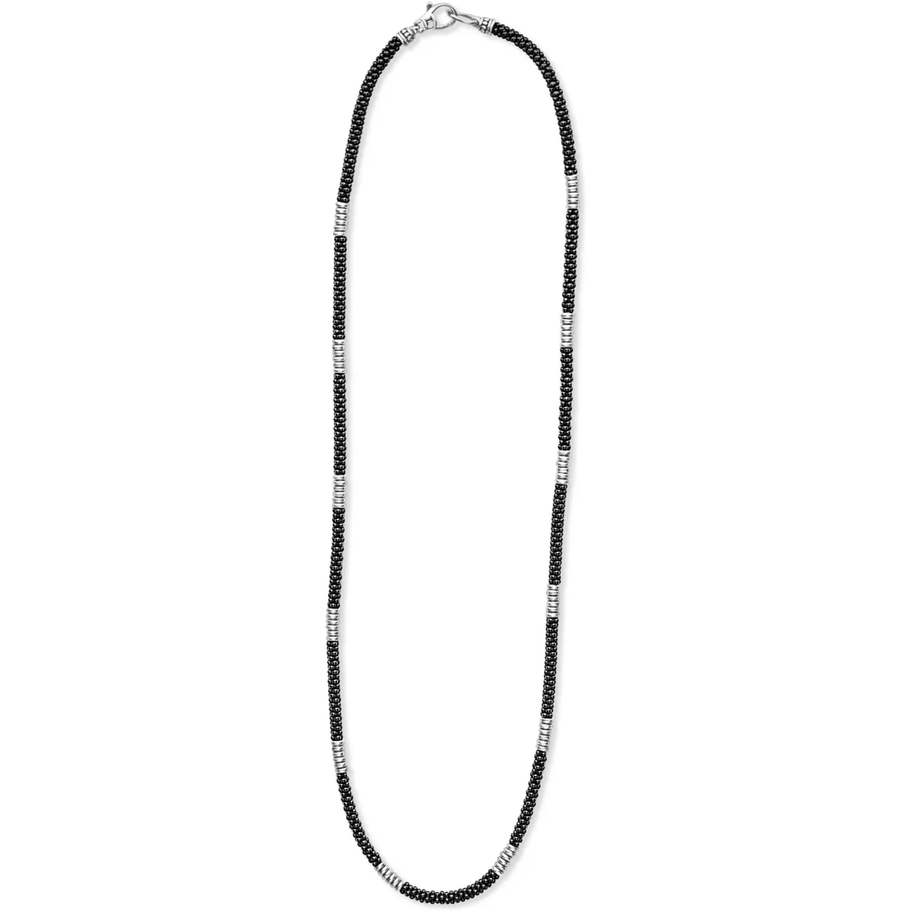 Lagos Black Caviar 16"  Sterling Silver Station Necklace
