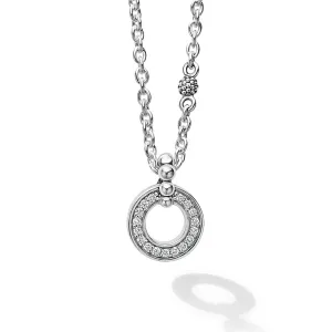 Lagos Sterling Silver Caviar Spark Diamond Circle Necklace