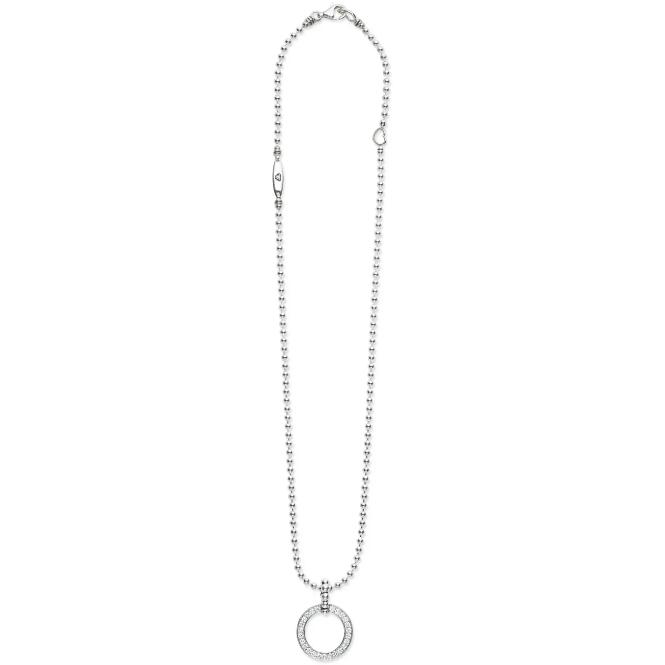 Lagos Sterling Silver Caviar Spark Large Diamond Circle Necklace