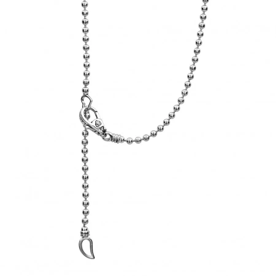 Lagos Sterling Silver Caviar Spark Small Diamond Bar Necklace