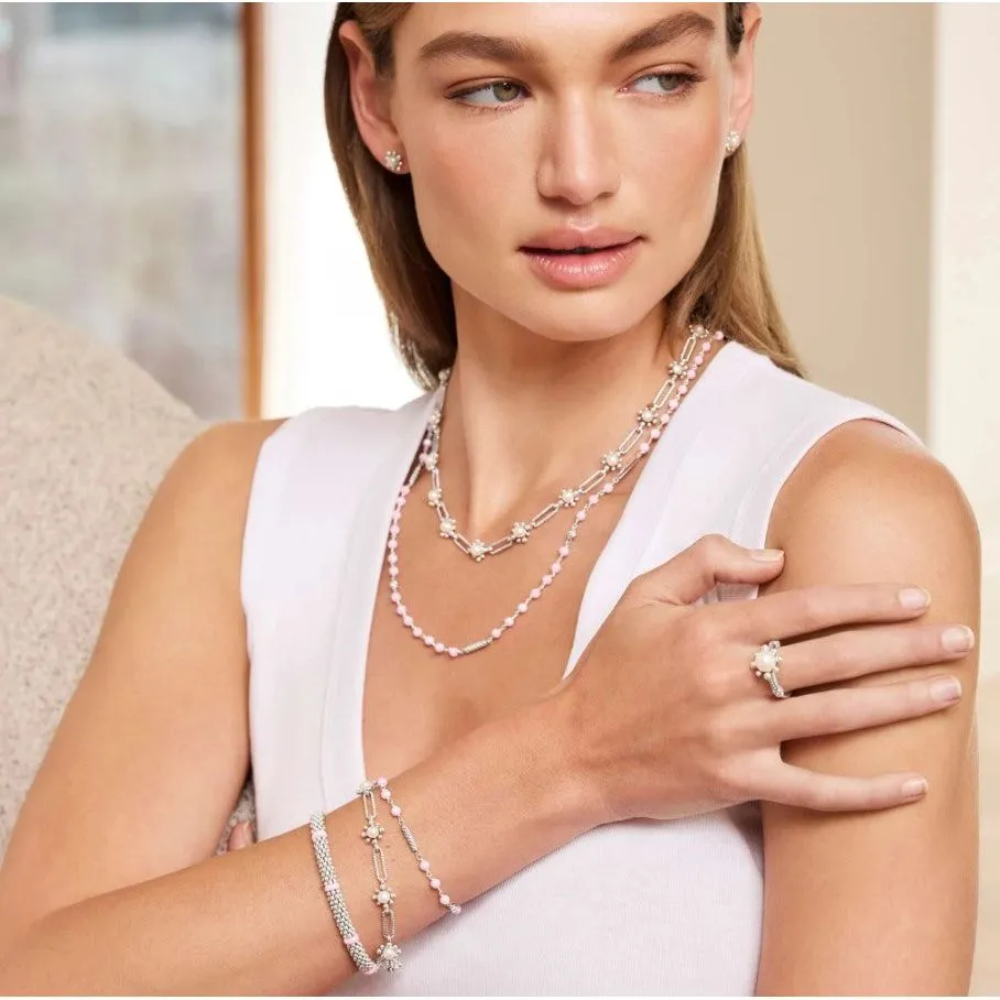 Lagos Sterling Silver Fleur Pearl Link Necklace, 18"