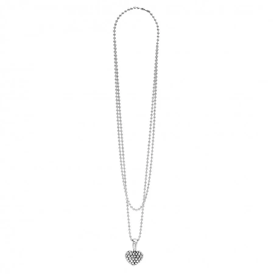 Lagos Sterling Silver Gifts Beaded Heart Pendant on 34" Chain