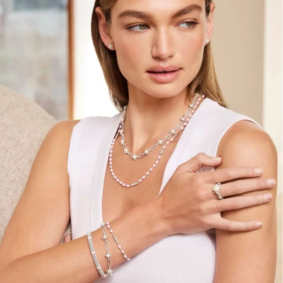Lagos Sterling Silver Luna Fleur Pearl Link Bracelet