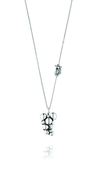 Large Moonlight Grapes Silver Necklace