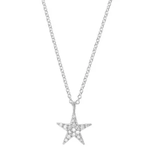 Large Star Silver Necklace w. Diamonds