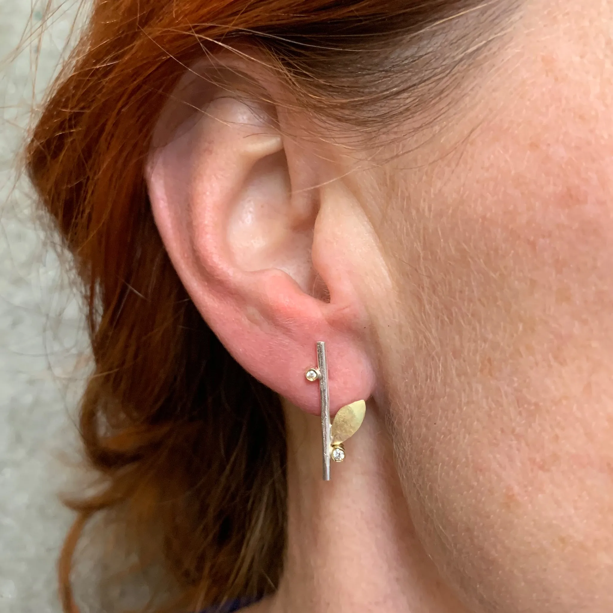 Leaf Stud Gold Earrings Pieces of Eight