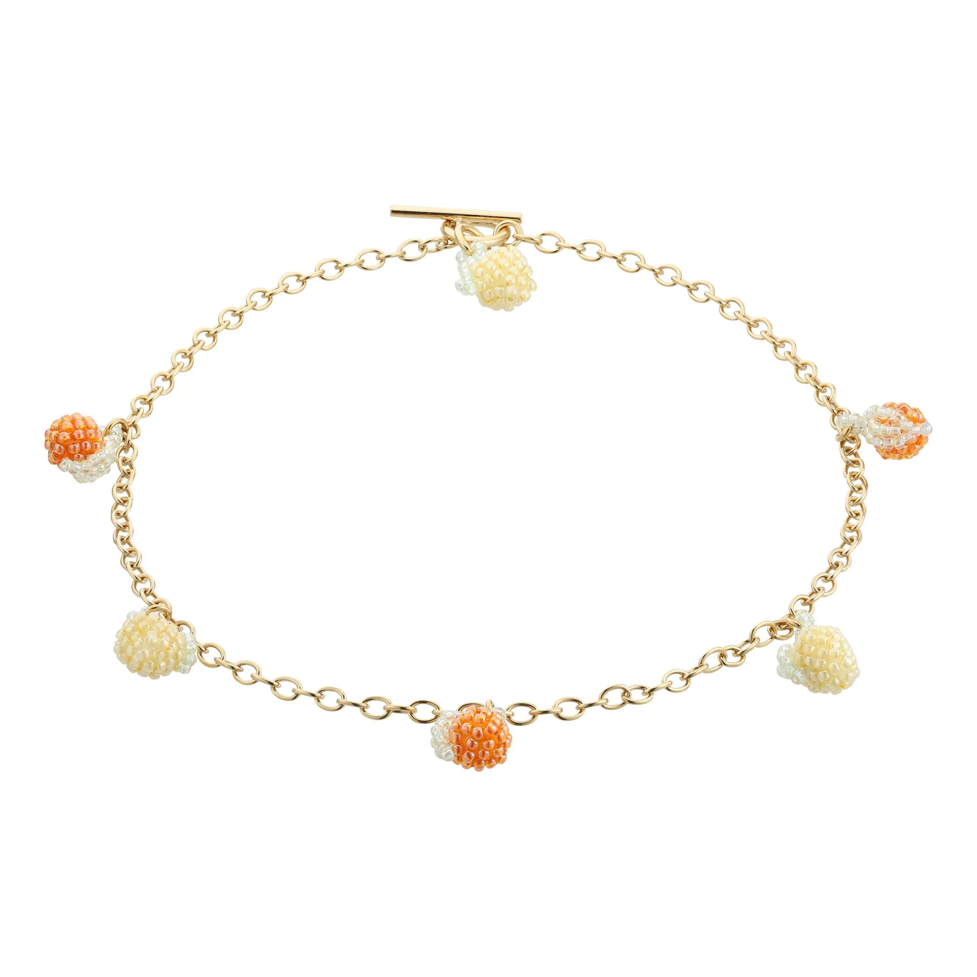 Lemon Gold Necklace Gold Plated, Yellow and Orange Beads