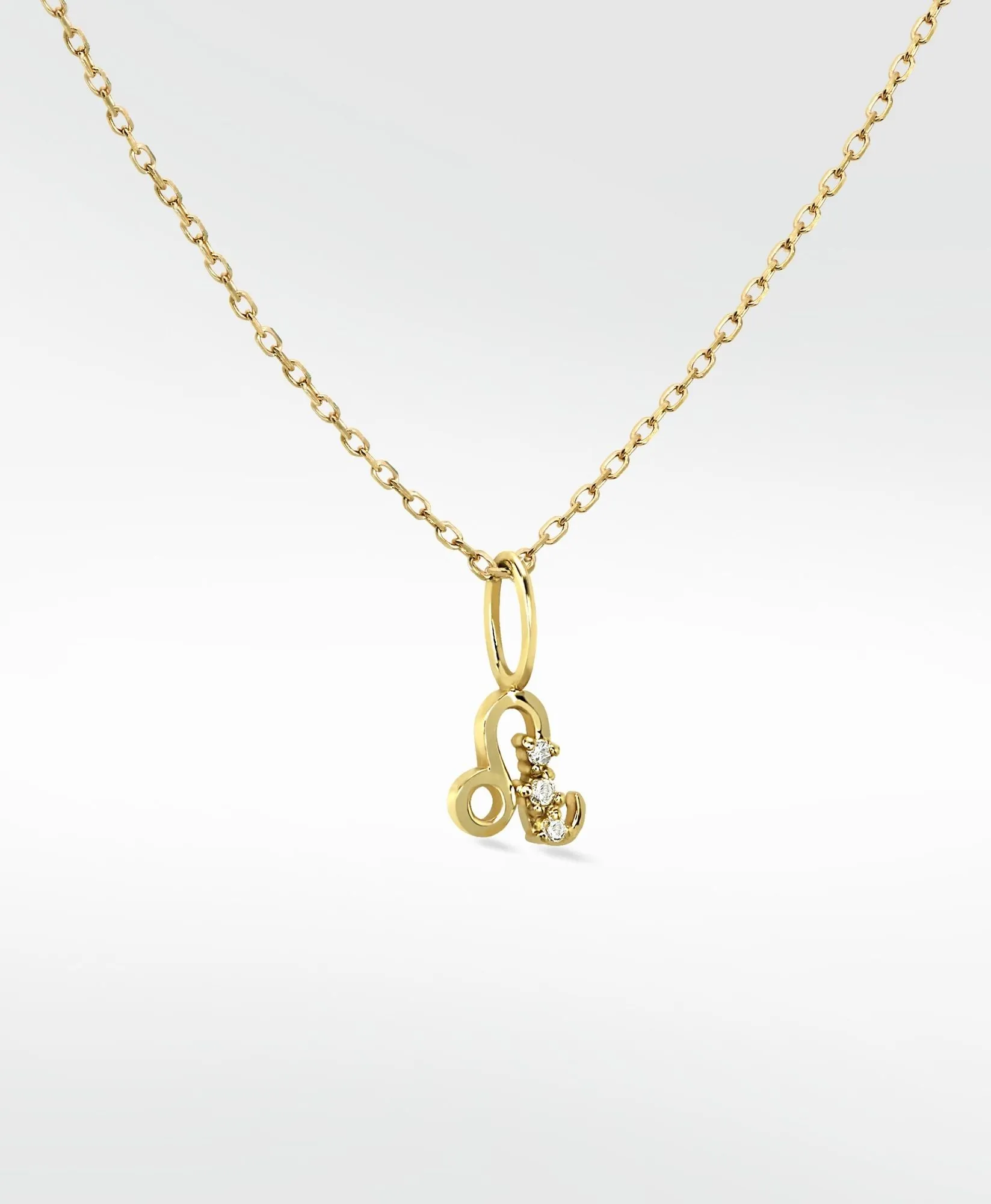 Leo Pendant 14K Gold Necklace w. Lab-Grown Diamond